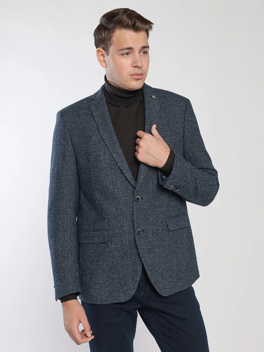 Пиджак однобортный из смесовой шерсти в клетку